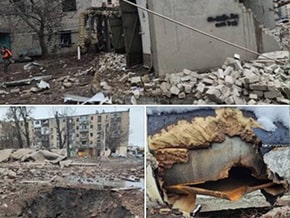 Shelling of heating network communication in Kharkiv - collage