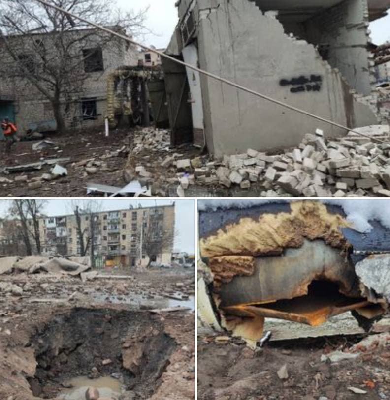 Shelling of heating network communication in Kharkiv - collage