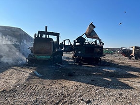 Base of construction equipment after a helicopter attack – photo 02